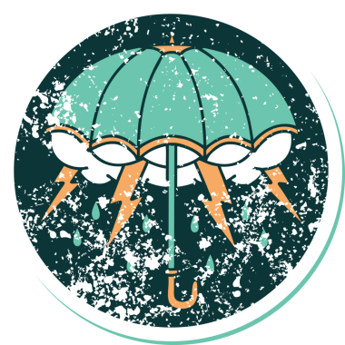 Bir insan tarafından çizilmiş sembolik dövmeli bir şemsiye.