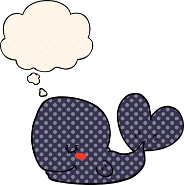 Çizgi roman tarzında bir insan tarafından çizilmiş düşünce balinası.