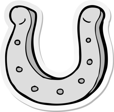 Bir insan tarafından çizilmiş bir at nalı çıkartması.