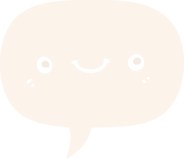 bir insan tarafından çizilmiş eski tarz konuşma baloncuğu olan sevimli bir çizgi film yüzü.