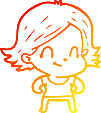 Bir insan tarafından çizilmiş, karikatür dostu bir kız çizimi.