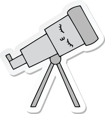 Bir insan tarafından çizilmiş sevimli bir teleskop çıkartması.