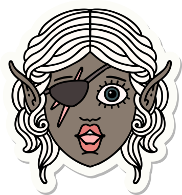 Bir insan tarafından çizilmiş bir elf karakterinin çıkartması.