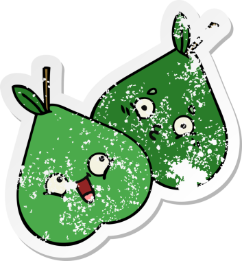 Bir insan tarafından çizilmiş şirin bir armutun sıkıntılı çıkartması.