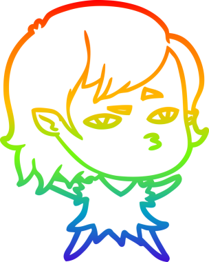 Gökkuşağı gradyan çizimi Bir insan tarafından çizilen vampir kız çizgi