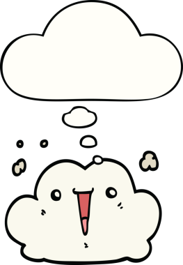 Bir insan tarafından çizilmiş düşünce baloncuklu şirin çizgi film bulutu.