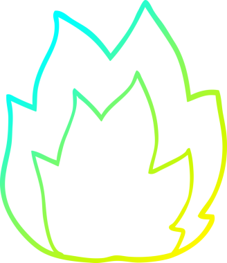 Bir insanın çizdiği karikatür ateş patlamasının soğuk gradyan çizgisi.