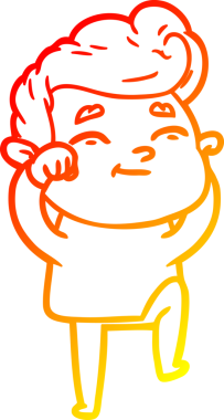 Bir insan tarafından çizilmiş mutlu bir çizgi film karakteri çizimi.