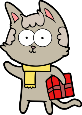 Bir insan tarafından çizilmiş mutlu bir çizgi film kedisi.