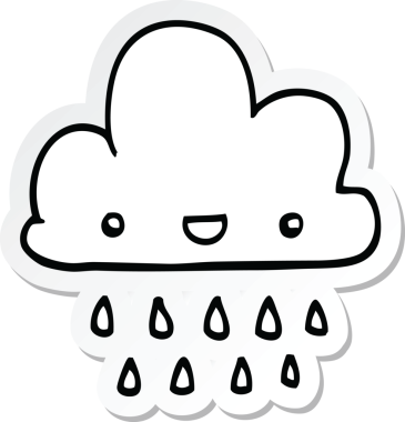 Bir insan tarafından çizilmiş bir karikatür fırtına bulutunun çıkartması.