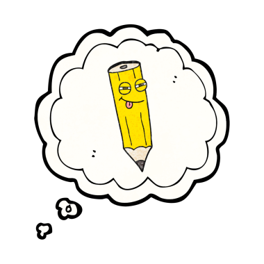 Mutlu serbest çizim düşünce balonu desenli sinsi bir kalem insan tarafından çizilmiş.