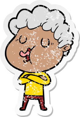 Bir insan tarafından çizilmiş bir çizgi film karakterinin sıkıntılı çıkartması.