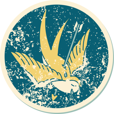 Bir kırlangıcın insan tarafından çizilmiş ağlayan bir kırlangıç resmi.