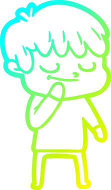 Bir çizgi film karakteri çizen soğuk çizgi bir insan tarafından çizilmiş mutlu çocuk.