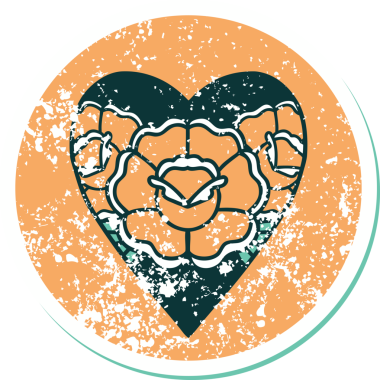 Bir insan tarafından çizilmiş kalp ve çiçeklerin sembolik depresif dövme şekli