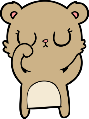 Bir insan tarafından çizilmiş barışçıl çizgi film ayısı.