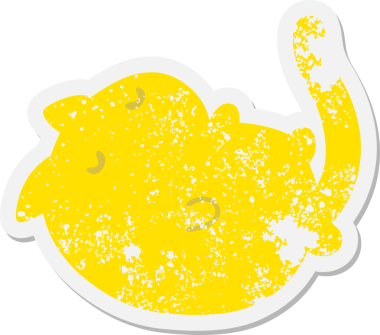 Bir insan tarafından çizilmiş mutlu kedi grunge etiketi.