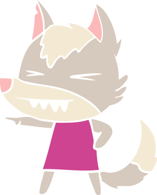 kızgın kurt düz renkli çizgi film bir insan tarafından çizildi.