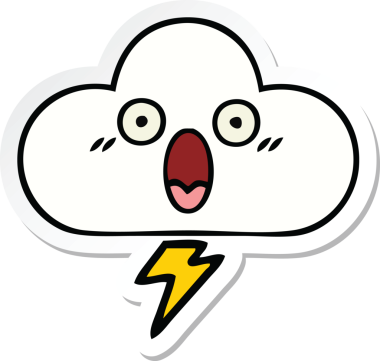 Bir insan tarafından çizilmiş şirin bir gökgürültüsü bulutunun çıkartması.