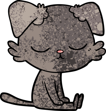 Bir insan tarafından çizilmiş şirin bir çizgi film köpeği.