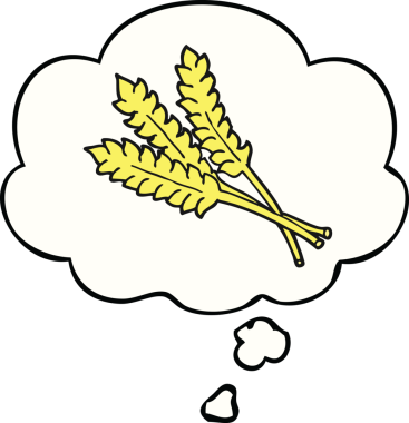 Bir insan tarafından çizilmiş düşünce baloncuklu karikatür buğdayı