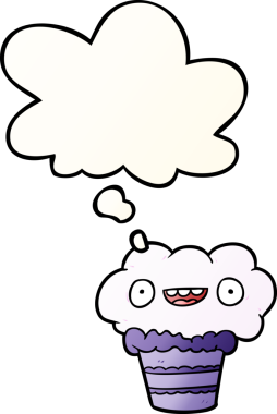 Düşünce baloncuklu çizgi film keki bir insan tarafından çizilmiş.