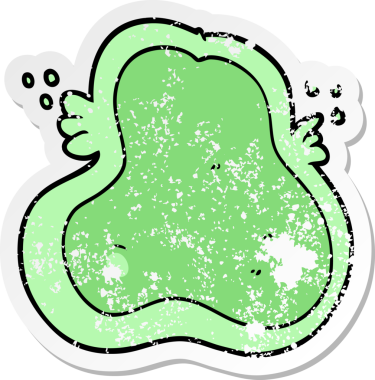 Bir insan tarafından çizilmiş amoeba çizgi filminin sıkıntılı etiketi.