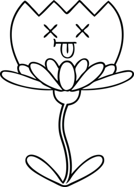 Bir insan tarafından çizilmiş bir çiçeğin çizgi çizimi