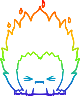 Gökkuşağı gradyan çizgi çizimi Bir insan tarafından çizilmiş ateş yaratığı