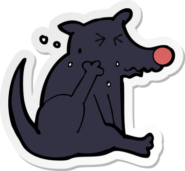 Bir insan tarafından çizilmiş bir köpeğin çıkartması.