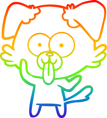 Bir insan tarafından çizilmiş dilli çizgi film köpeğinin çizimi.