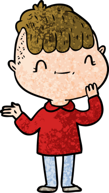 Bir insan tarafından çizilmiş çizgi film dostu çocuk.