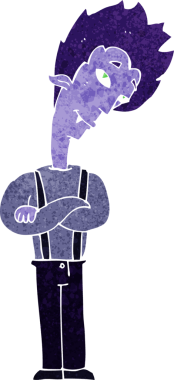 Bir insan tarafından çizilmiş bir vampir çizgi filmi.