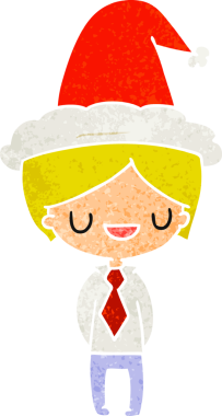 Bir insan tarafından çizilmiş Kawai çocuğunun Noel karikatürü.