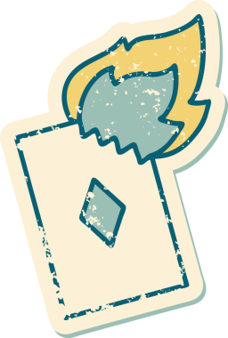 Bir insan tarafından çizilmiş alevli bir kartın sembolik dövmeli görüntüsü