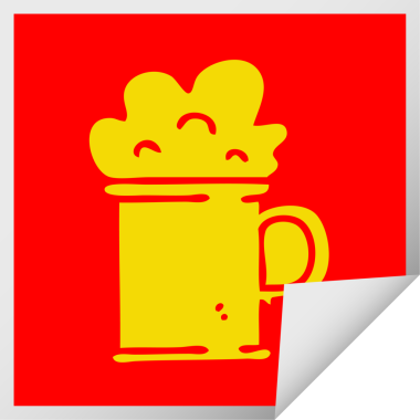 Kare soyma etiketi Bir insan tarafından çizilmiş garip çizgi film bira tankardı