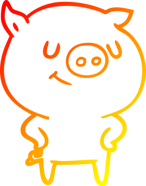 Bir insan tarafından çizilmiş mutlu çizgi film domuzu çizimi.