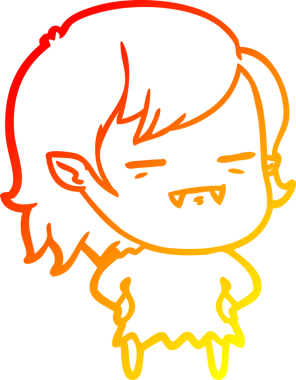 Bir insan tarafından çizilmiş ölümsüz vampir bir kızın sıcak çizgi çizimi