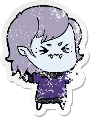 Bir insan tarafından çizilmiş rahatsız bir vampir kızın sıkıntılı çıkartması.