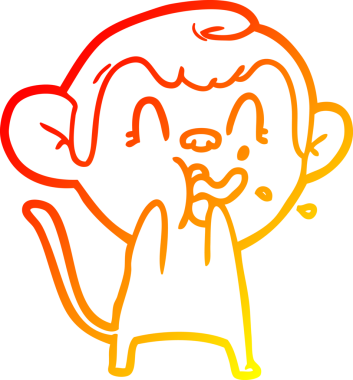 İnsan tarafından çizilmiş çılgın bir çizgi maymunun sıcak çizgi çizimi