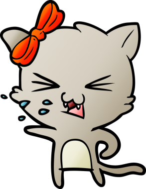 Bir insan tarafından çizilmiş çizgi film kedisi.