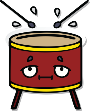 Bir insan tarafından çizilmiş şirin bir davulun çıkartması.