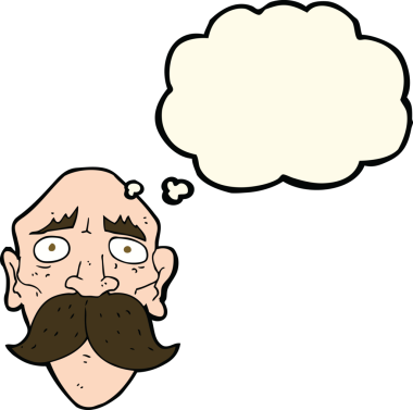 Bir insan tarafından çizilmiş düşünce baloncuğu olan üzgün yaşlı bir adam.