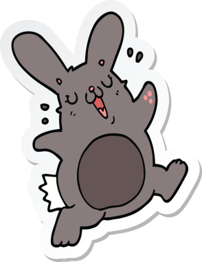 Bir insan tarafından çizilmiş çizgi film tavşanının çıkartması.