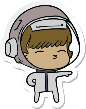 Bir insan tarafından çizilmiş meraklı bir astronotun çıkartması.