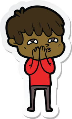 Bir insan tarafından çizilmiş garip bir adamın çıkartması.