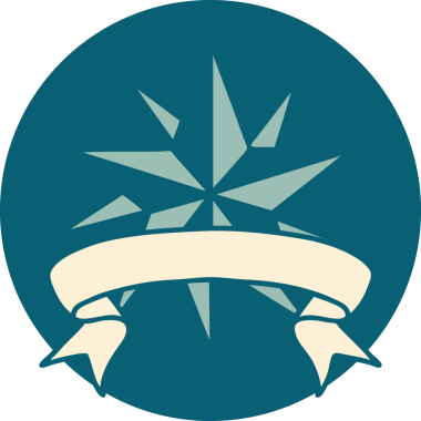 bir insan tarafından çizilmiş bir yıldızın pankartıyla dövme biçimi simgesi