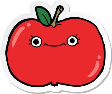 Bir insan tarafından çizilmiş şirin bir elma karikatürü.