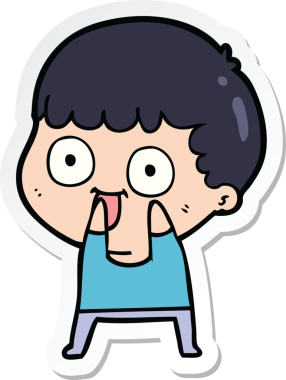 Bir insan tarafından çizilmiş karikatür adamın çıkartması.