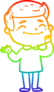 gökkuşağı gradyanı çizimi bir insan tarafından çizilmiş mutlu bir çizgi film adamı